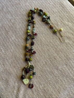Boho Beaded Heart Pendant Necklace